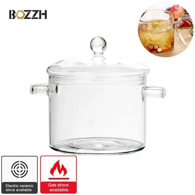 BOZZH Transparent Glas Suppe Topf Haushalt Küche Gemüse Salat Schüssel Verdicken Flamme Explosion-Proof Kochen Topf Kochgeschirr