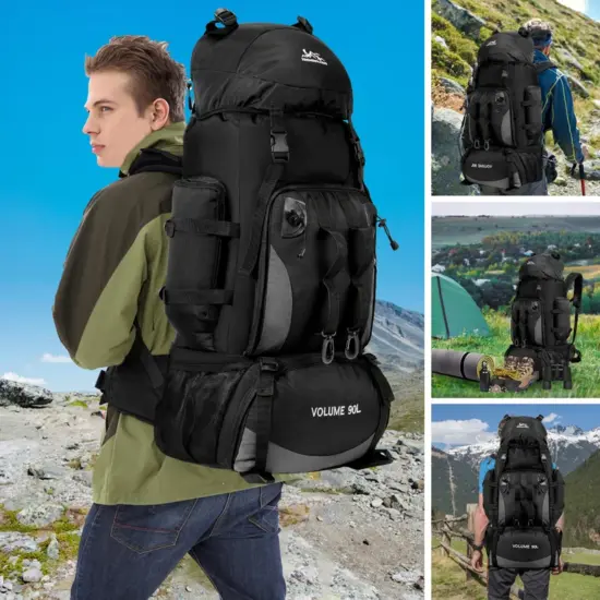 90L Wasserdicht Wandern Camping Rucksack Trekking Tasche Rucksack Große Kapazität Reise Outdoor Sport Taschen Camping Ausrüstung Männer 2
