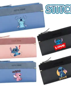 Disney Stich Brieftasche Frauen Lange Geldbörse Cartoon Fashion Zipper Geldbörsen Geldbörse Multilayer Karten Halter PU Leder Kupplung Tasche
