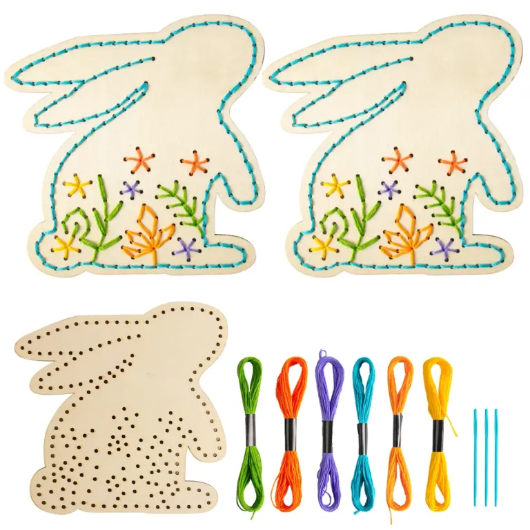 Ostern Holz Kreuz stich Kit DIY Osterhasen Ei Holz Ornament hängen Dekor Ostern Party für Kinder Kunst handwerk Aktivität Party 4