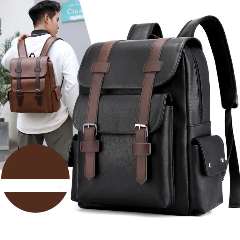 2023 Männer Rucksack Pu Leder Rucksack große Laptop Rucksäcke männliche Mochi las schwarze Schult asche für Teenager Jungen braun Sack a dos 2