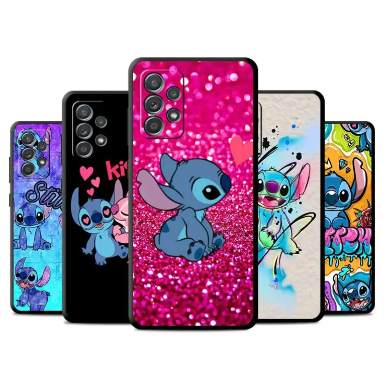 Schwarze Handyhülle für Samsung Galaxy A13 A22 5G A51 A32 A54 A23 A72 A12 A52 A34 A33 Silikonhülle Disney Niedlicher und cooler Stich