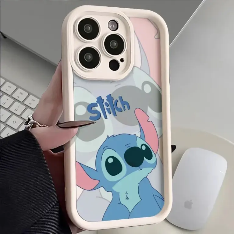 Süße Disney Pink Stitch Paar Handyhülle für iPhone 11 12 13 14 15 Pro Max X XR XS MAX 8 7 Plus Silikon stoßfeste Hüllen Abdeckung 3