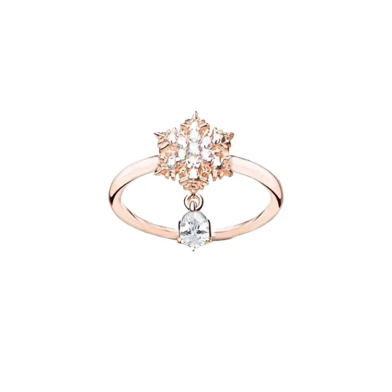 Schneeflocke Roségold Ring weiße Steine brandneue feine Schmuck romantische Winter geschenk für Frauen in Sterling Silber