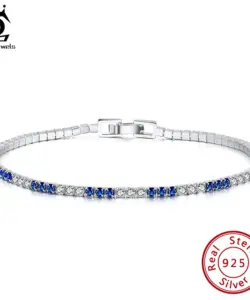 ORSA JUWELEN 925 Silber Tennis Deluxe Armband für Frauen Blau und Weiß Zirkonia Stunning Tennis Armband Beste Geschenk SB117