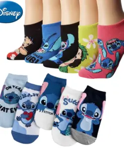 5pairs Disney Stich Frau Socken Kawaii Lilo & Stitch Gi5rls Kurze Weiche Atmungsaktive Socken Cartoon Kinder Frau Socken Kinder geschenke