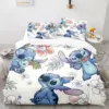 Kinder Bettwäsche Set Kawaii Stich Cartoon Bettbezug Anime Stich Engel Kissenbezug Kinder Bequemes Bett Set Full Twin Queen King