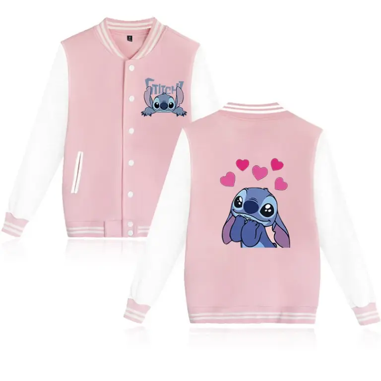 Disney Stich Hoodie Kinder Baseball Jacke Männer Frauen Sweatshirt Kinder Jungen Mädchen Harajuku Jacken Streetwear College Mäntel 6