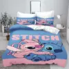 Stitch Anime Bettbezug-Set, bequem, bedruckt, Cartoon, Twin-Size-Bettwäsche-Sets, Weihnachtsgeschenke, 3-teilig