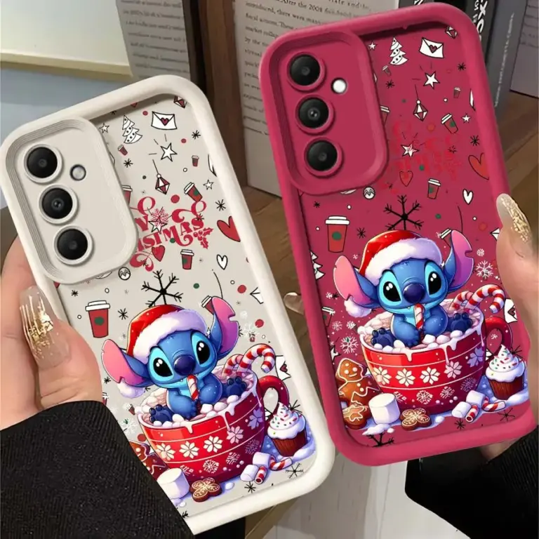 Hülle für Samsung Galaxy A54 A52 A14 A53 A12 A13 A50 A23 A71 A34 A51 A33 A21s A32 A15 A05s Handyhülle Disney Stitch Weihnachten 6