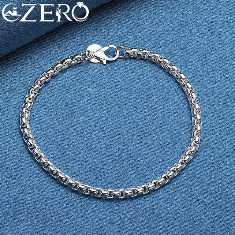 Alizero 18 Karat Gold Armbänder 925 Sterling Silber 4mm runde Box Kette Armband für Frau Mann Modeschmuck Hochzeits feier Geschenk 6