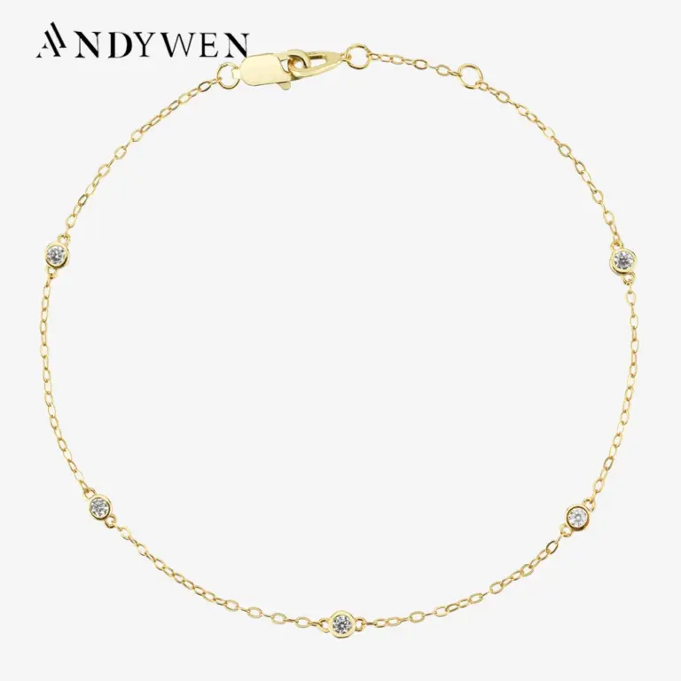 ANDYWEN Neue 925 Sterling Silber Gold Zirkon CZ Runde Charme Perlen Armband Frauen Luxus Schmuck 2022 Hochzeit Party Kette Luxus