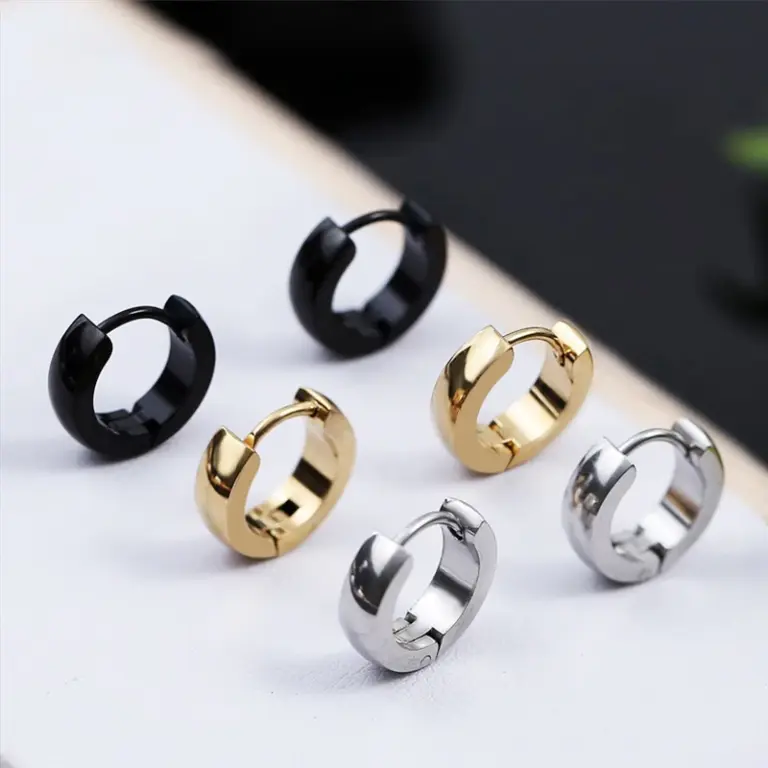 1 Paar Multi Arten Unisex Schwarz Gold Farbe Edelstahl Ohrring Für Frauen Männer Punk Gothic Piercing Gefälschte Ohrringe Schmuck 4