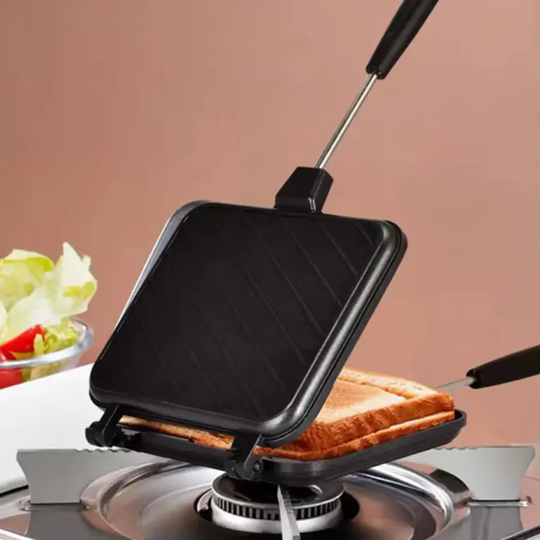 Doppelseitige Bratpfanne Antihaft-Sandwich-Toast hersteller Flip-Grill pfanne aus Aluminium legierung mit Griff Küchen kochgeschirr Grill werkzeuge 5