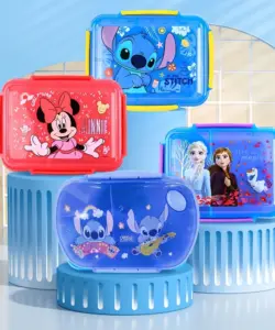 Kawaii Stitch Tragbare Bento-Box für Arbeit und Schule, Cartoon, großes Fassungsvermögen, Mickey Outdoor-Reisebox, Schulbedarf, Geburtstagsgeschenk