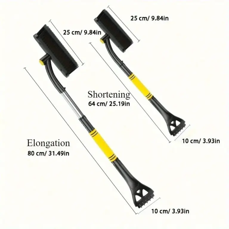 3-in-1 einziehbare Auto-Schneeschaufel mit Bürste – abnehmbarer Eiskratzer zum Abtauen und Schneeentfernen im Winter, langlebiges ABS, gelb 5