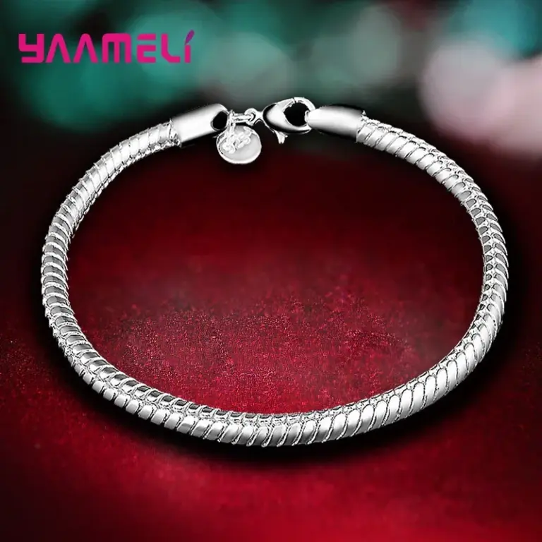 Große Förderung Sterling Silber gestempelt Kette Armband für Männer Frauen Unisex Schmuck mit Hummer verschlüssen 3mm 4mm Breite