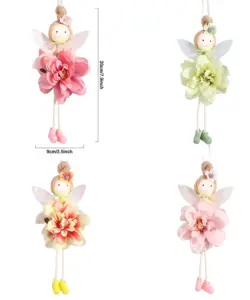 20 cm Osterdekorationen 2025 Pastell Rosa Grün Gelb Blume Fee Engel Elf Hängende Anhänger Ornamente Frühling Dekor Ostergeschenk