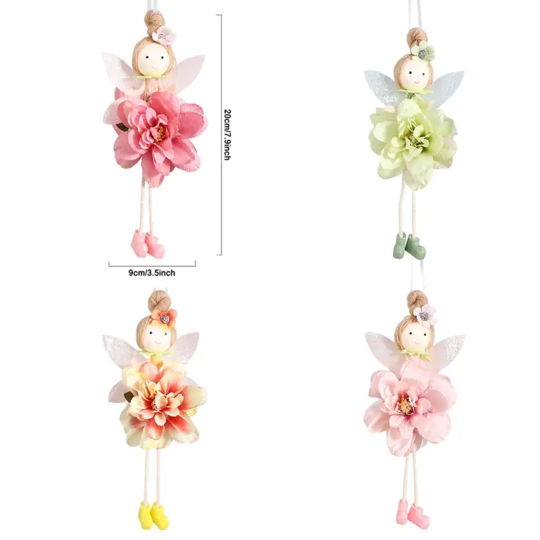 20 cm Osterdekorationen 2025 Pastell Rosa Grün Gelb Blume Fee Engel Elf Hängende Anhänger Ornamente Frühling Dekor Ostergeschenk