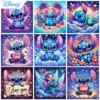 Disney Stitch Diamant-Malerei-Set, bunte Blumen-Aufkleber, Diamant-Stickerei, handgefertigt, DIY-Mosaik, Heimdekoration, Geschenk