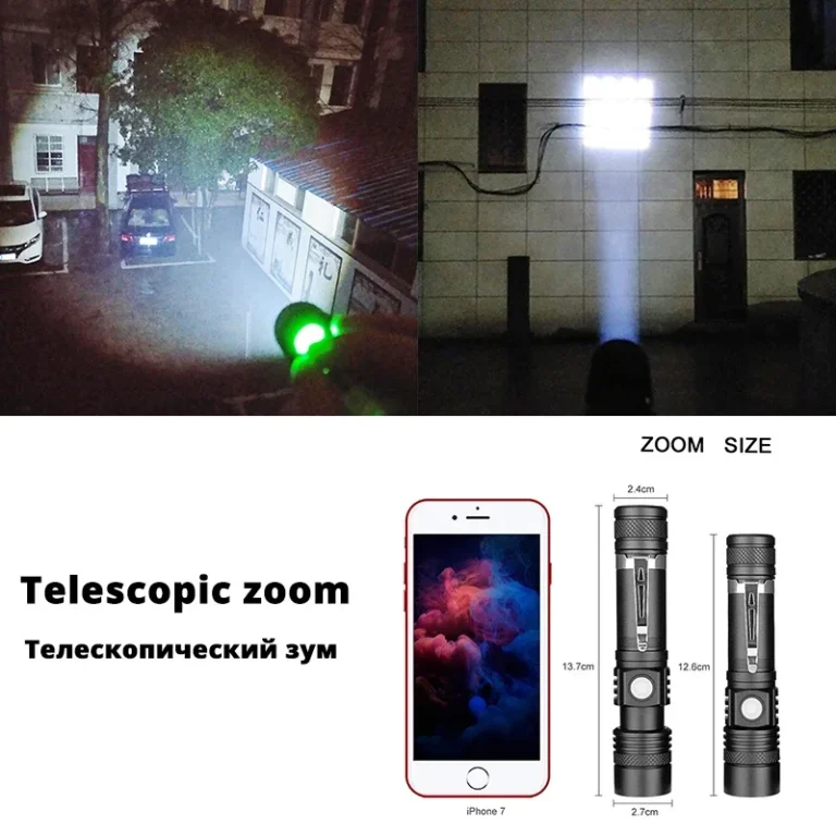 Hochleistungs-LED-Taschenlampen zoombare Camping-Taschenlampe mit t6 LED-Lampen perlen wasserdicht 4 Beleuchtungs modi Multifunktions-USB-Ladegerät 2