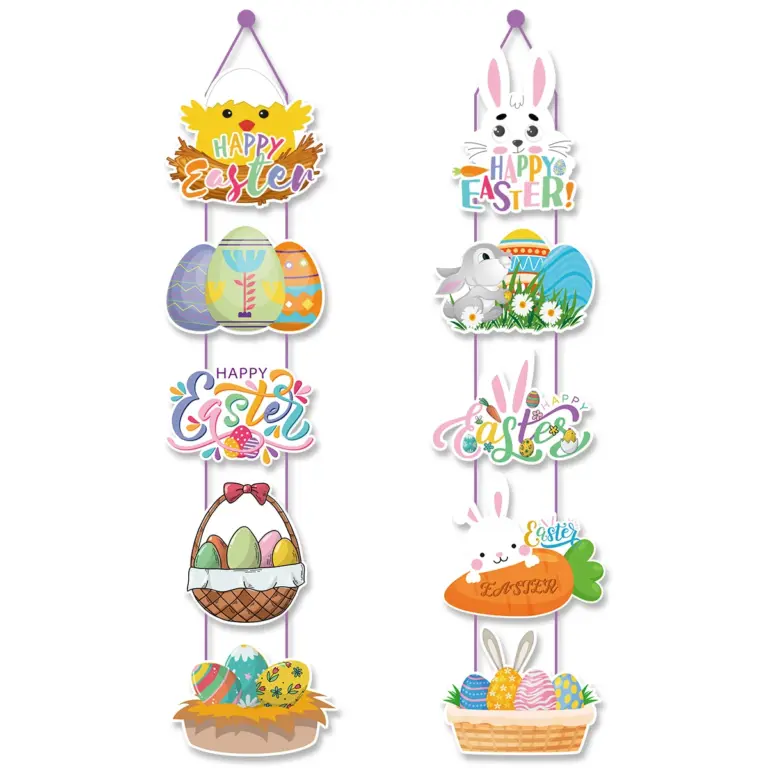 Glückliche Ostern hängende Tür Banner Hase Ei Karotte Muster Papier Couplet Ostern Dekoration für zu Hause 2024 Frühling Party Kaninchen Geschenk