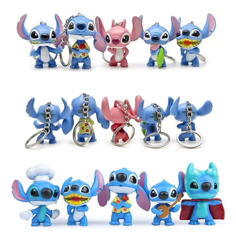 10 stücke Disney Lilo Stich Anime Figuren Action Figura Schlüsselanhänger Anhänger Ornament Puppen Sammlung Modell Stich Spielzeug Für Kinder Geschenk 2