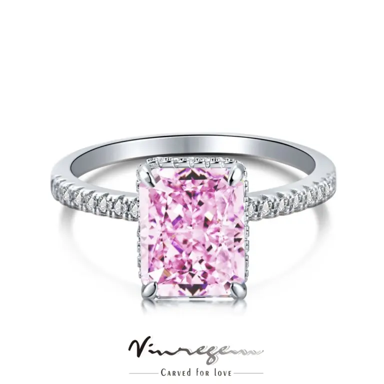 Vinregem Sterling Silber Roségold Crushed Ice 5ct Morganit synthetischen Moissan ite Hochzeits feier Ring für Frauen Großhandel 6