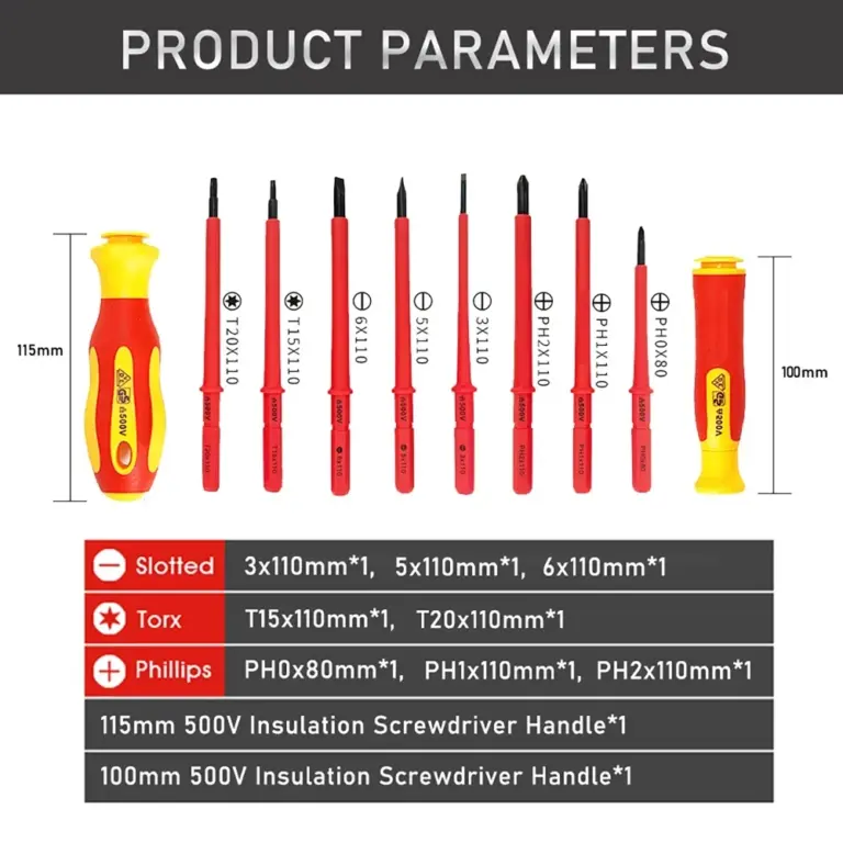 10 in 1 isolierter Elektriker Schrauben dreher hohe Härte Set Haushalt magnetisches Kreuz wort geformte Pflaume Sechs kant schrauben dreher 6