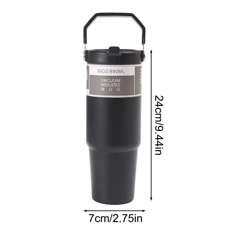 30OZ Tragbare Auto Tasse Edelstahl Thermos Tasse mit Stroh Reise Sport Wasser Flasche Mit Griff Abdeckung Kaffee Vakuum flasche 6