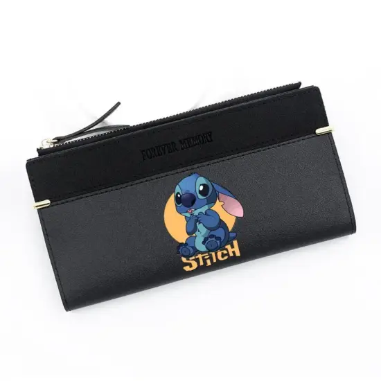 Disney Stich Brieftasche Frauen Lange Geldbörse Cartoon Fashion Zipper Geldbörsen Geldbörse Multilayer Karten Halter PU Leder Kupplung Tasche 6