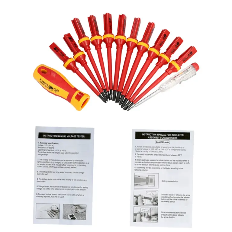 13-teiliges 1000-V-Set mit austauschbaren isolierten Schraubendrehern und magnetischen Schlitz-Phillips-Pozidriv-Torx-Bits, Elektriker-Reparatur-Werkzeug-Set 3