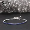 Orsa Juwelen Luxus Sterling Silber grün 4a cz Tennis Armband für Frauen verstellbar 2mm Zirkon Tennis Armband Schmuck sb191 2