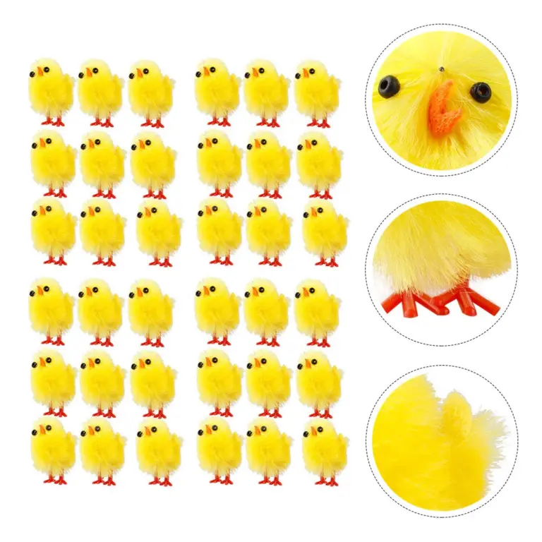 60 stücke Simulation Mini Ostern Küken künstliche Plüsch gelbe Huhn Desktop-Ornament Frühlings party begünstigt Dekoration 2