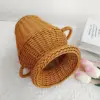 1 Stück klassischer gewebter Rattan-Blumenkorb, langlebig und waschbar, chinesisches Retro-Blumenarrangement, praktische Heimdekoration 2