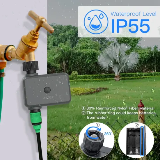 MOES Smart Tuya Bluetooth Gartenwasser-Timer, Regenverzögerung, programmierbarer automatischer Bewässerungstimer mit Hub erforderlich 4