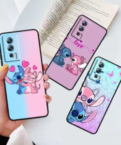 Disney Stitch Engel Liebe Handy hülle für Xiaomi Redmi K60 K50 K40 12x11 10c 11 9a 9c 9at 8a 8 6a A1 4x5g schwarze Abdeckung