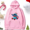 Schönes Muster lose männliche Sweatshirts Tasche Weihnachten Disney Stitch Cartoon niedliche Kleidung Männer Hoodies Herbst Winter beliebt 3