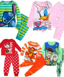 Neue vier Jahreszeiten Kinder pyjamas setzt Stich Junge Tigger Nachtwäsche Cartoon Minnie Pyjamas Baby Mädchen Jungen Gänseblümchen Kleidung Nachthemd