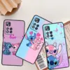 Disney Stich Engel Liebe Für Xiaomi Redmi Hinweis 12 12S Turbo 11 11T 11S 10 10S 9 8 8T 7 Pro Plus 5G Schwarz Telefon Fall Abdeckung