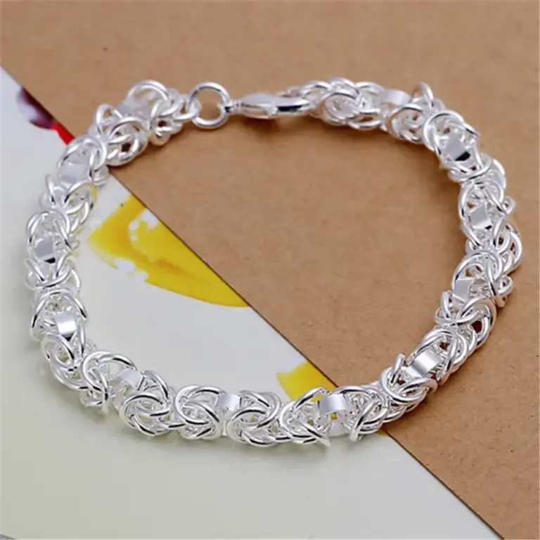 8 Zoll 18K Gold Armband 5MM seitliches Kettenarmband für Damen Herren Mode Hochzeit Verlobung 925 Sterling Silber Schmuck Geschenke 2