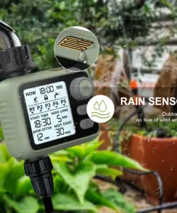 Eshico HCT-372 Neu eingetroffener digitaler Wassertimer mit LED-Hintergrundbeleuchtung, Regensensor, Superpläne, Gartengeräte, einfach einzustellen