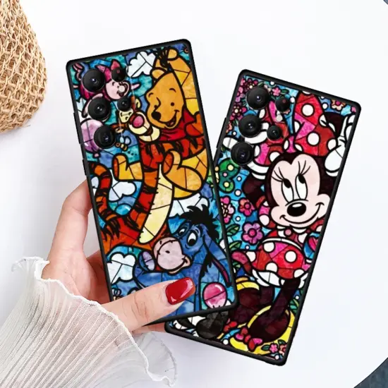 Disney stich mickey silikon schwarz telefon hülle für samsung galaxy s24 s23 s22 s21 s20 fe s10 s9 s10e s8 plus ultra lite 5g 2