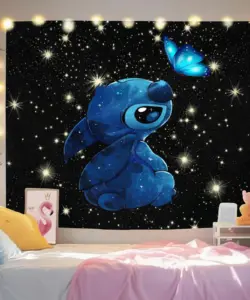 Disney Stich Cartoon Tapisserie Wandbehang Hause Hintergrund Dekoration Studentenwohnheim Schlafzimmer Wohnzimmer Kawaii Design