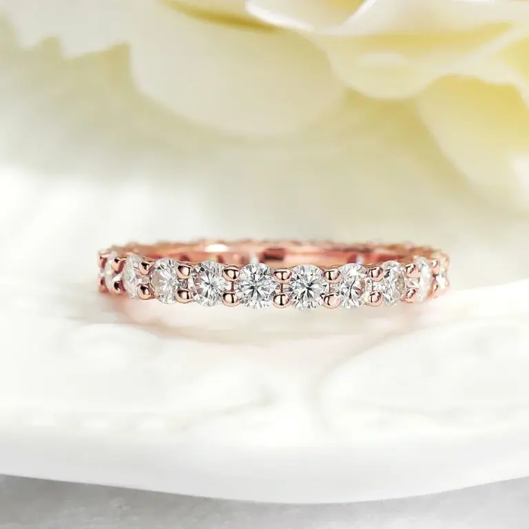 Roségoldener Moissanit-Ring für Damen, Volldiamantringe, S925-Sterlingsilber, Verlobungsring, 18 Karat Weißgold vergoldet, edler Schmuck 2