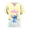 Sommer Disney Stitch T-Shirts Frauen Tasche lange T-Shirt Mädchen Kurzarm Krankenhaus tragen V-Ausschnitt Krankens ch wester Uniform T-Shirt Cartoon Top 4