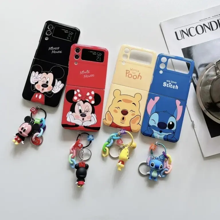 Disney Cartoon Mickey Minnie Maus stich Winnie die Pooh Handy hülle für Samsung Galaxy Z Flip 6 3 4 5 5g Hard Back Cover Funda