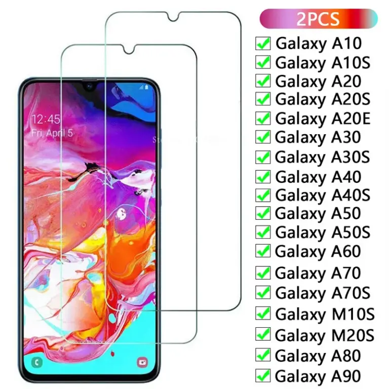 2PCS gehärtetes Glas für Samsung A10 A20 A30 A40 A50 A60 A70 A80 A90 Displayschutzfolien für Galaxy A10S A20S A20E A30S M10S M20S