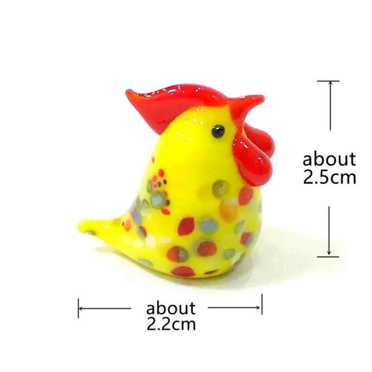 6 stücke niedlichen Huhn Mini Figur Glas Ornamente Kawaii Hahn Ostern Hahn winzige Statue nach Hause Wohnzimmer Tisch Fee Garten Dekor 2