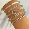 Iparam Gold Farbe Silber Farbe Charm Armband Armreifen für Frauen Punk Bordstein kubanische Kette Armbänder Set Boho Modeschmuck Geschenke